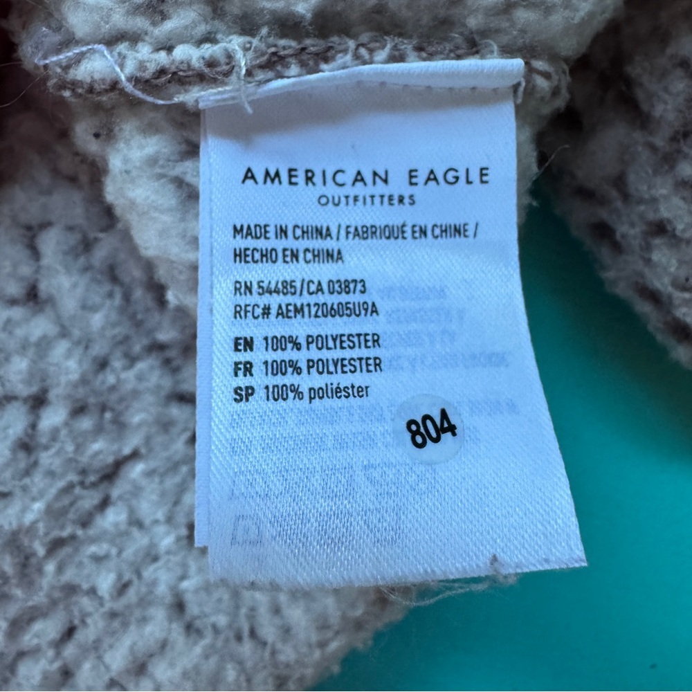 American Eagle Womens Sherpa Hooded Cardigan Medium Oversized Cozy Lounge Comfy - Picture 6 of 8